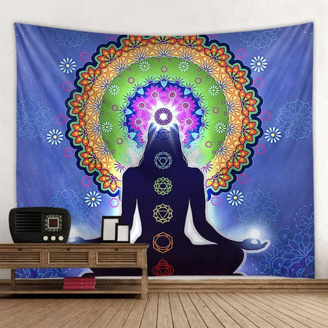 Meditation Seven Chakra Tapestry Indian Buddha Wall | 1