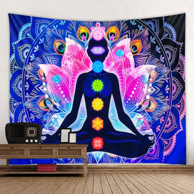 Meditation Seven Chakra Tapestry Buddha Wall Decoration | 5